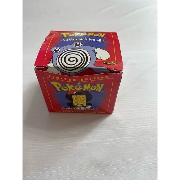 23K Gold Plated POLIWHIRL Trading Card 1999 Burger King Pokemon Pokeball W/Box - Picture 3 of 5